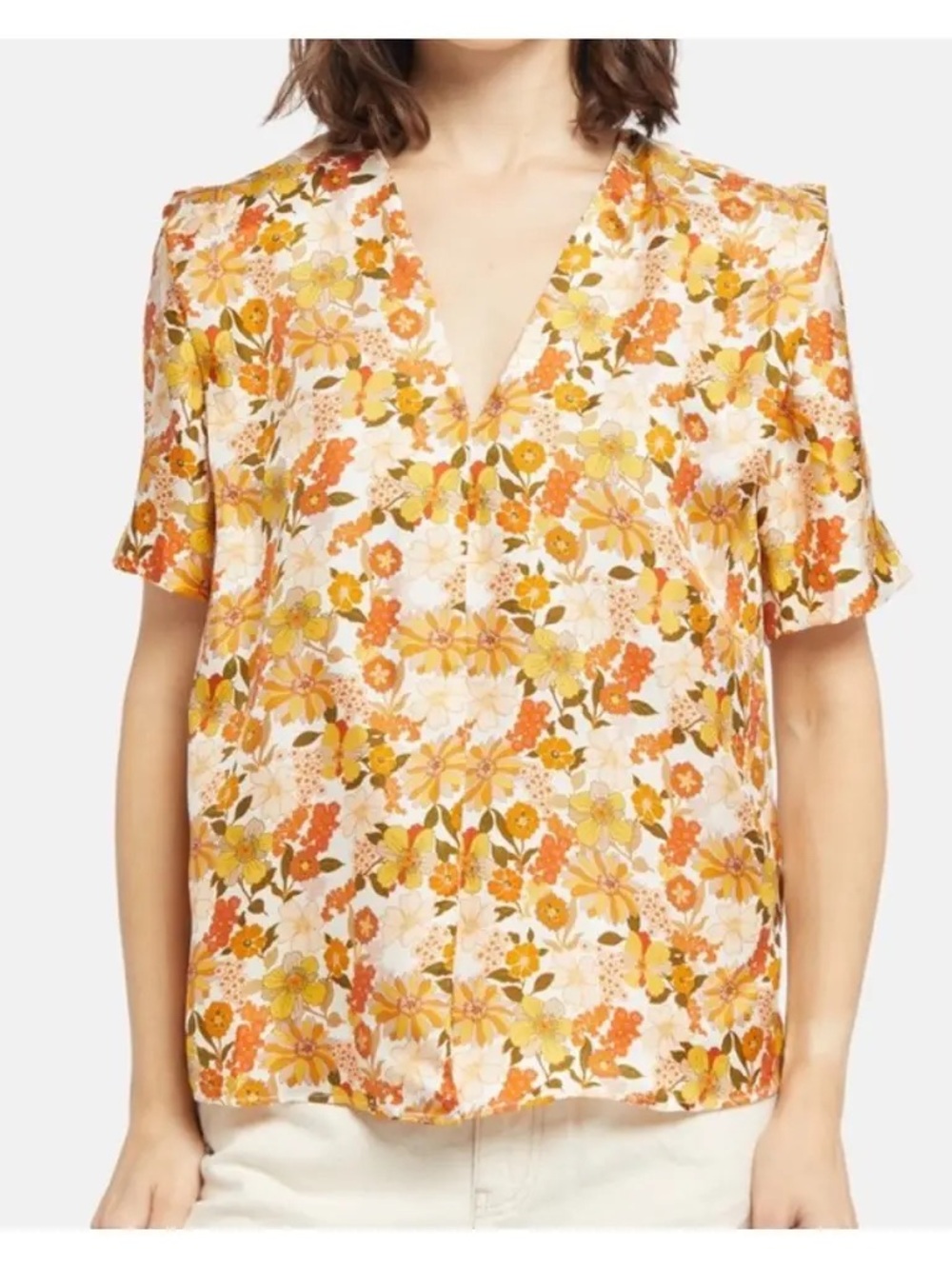 Sandro Paris Flower Silk Blouse size 2